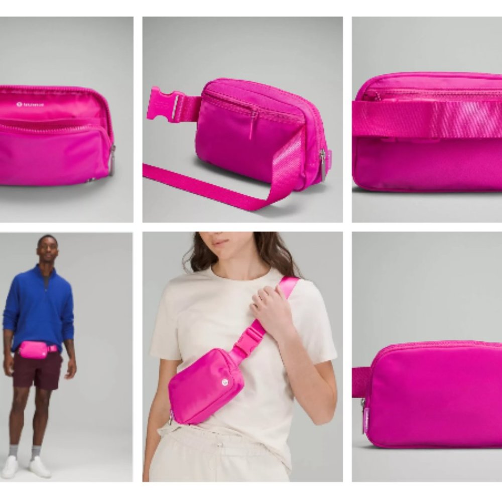 NEW LULULEMON EVERYWHERE BELT BAG 1L - SONIC PINK W/ SOLID PINK STRAP (I HAVE 2)